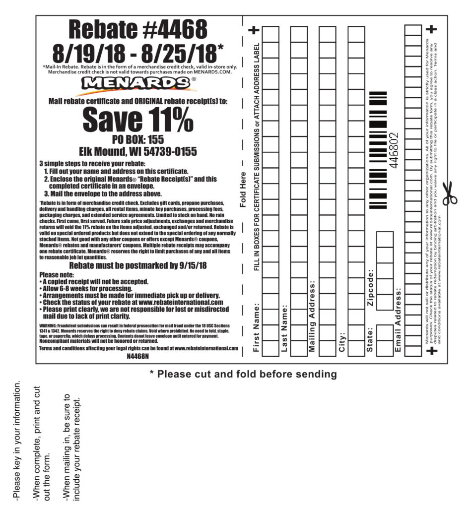 Menards Card Rebate